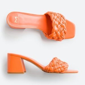 NWT Marc Fisher Square Toe Braided Samdals - Orange Size 6